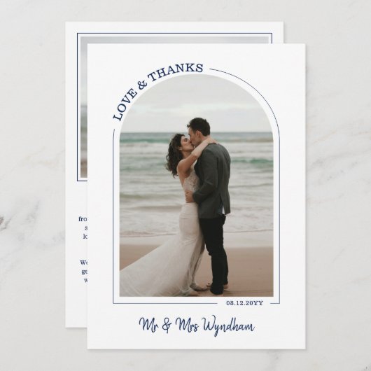 Navy Beautiful Arch Wedding Foto Liebe & Danke (Vorne/Hinten)