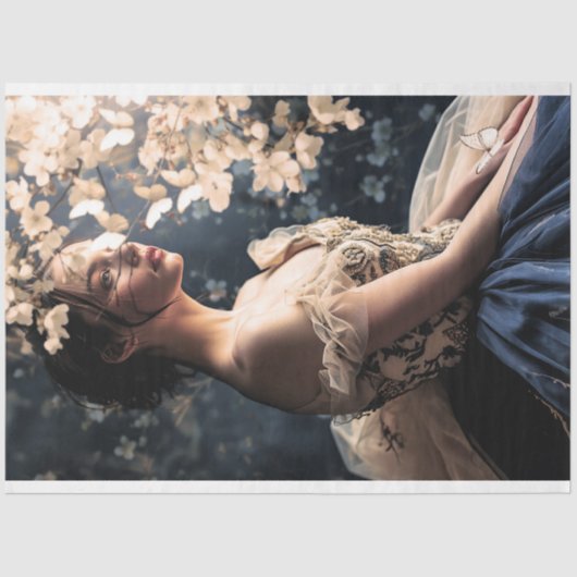 Navy & Beige, Ballerina Beauty & Floral Seidenpapier (Vorderseite)