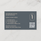 Navy Beige Feather Autor übersetzen Mobile Notar Visitenkarte (Rückseite)