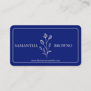 Navy Beige gerahmte Blume Visitenkarte