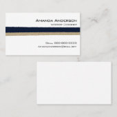 Navy / Beige Paper Stripes Visitenkarte (Vorne/Hinten)