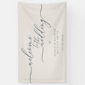 Navy Beige Simple Modern Willkommen bei der Hochze Banner (Vertikal)