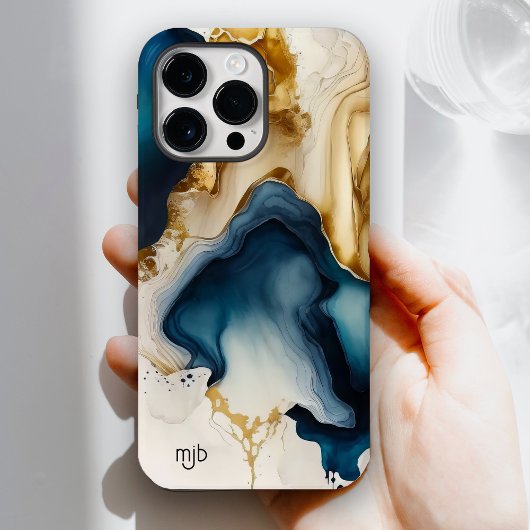 Navy Beige und Braunfarben Wash mit Monogramm Case-Mate iPhone Hülle