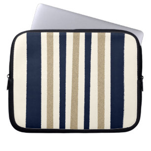 Navy / Beige / Weißbuch Streifen Laptopschutzhülle