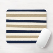 Navy / Beige / Weißbuch Streifen Mousepad (Mit Mouse)