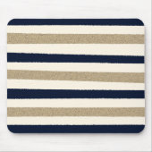 Navy / Beige / Weißbuch Streifen Mousepad (Vorne)