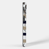 Navy / Beige / Weiße Streifen über Peelingholz Case-Mate iPhone Hülle (Rückseite / Rechts)