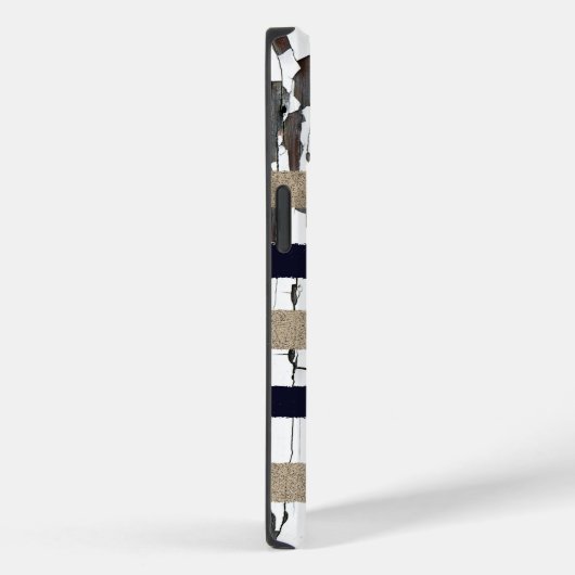 Navy / Beige / Weiße Streifen über Peelingholz Case-Mate iPhone Hülle (Rückseite / Rechts)