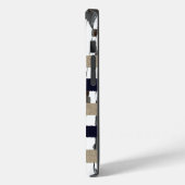 Navy / Beige / Weiße Streifen über Peelingholz Case-Mate iPhone Hülle (Rückseite / Links)