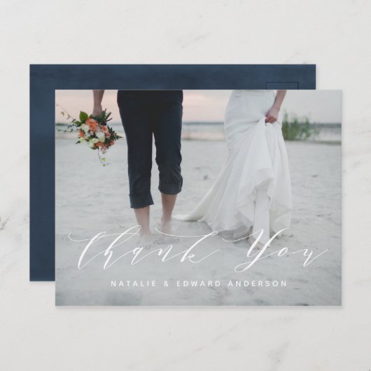 Navy bemalt + Skript-Foto danke Postcard Postkarte (Vorne/Hinten)