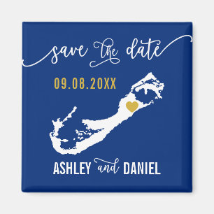 Navy Bermuda Wedding Save the Date Map Magnet