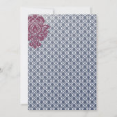 Navy & Berry Berry Elegant Damask Peacock Wedding Einladung (Rückseite)