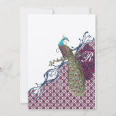 Navy & Berry Berry Elegant Damask Peacock Wedding Einladung (Rückseite)