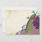 Navy & Berry Berry Elegant Damask Peacock Wedding Einladung (Rückseite)