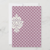 Navy & Berry Berry Elegant Damask Peacock Wedding Einladung (Rückseite)