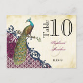 Navy & Berry Berry Elegant Damask Peacock Wedding Postkarte (Rückseite)