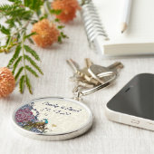 Navy & Berry Berry Elegant Damask Peacock Wedding Schlüsselanhänger (Seite)