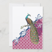 Navy & Berry Berry Monogram Damask Peacock Wedding Einladung (Rückseite)