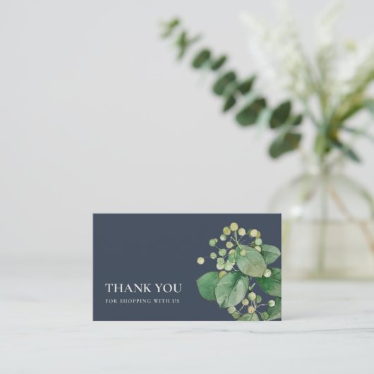 NAVY BERRY LEAFY FOLIAGE GREENERY DANK IHNEN LOGO VISITENKARTE (Stehend Vorderseite)