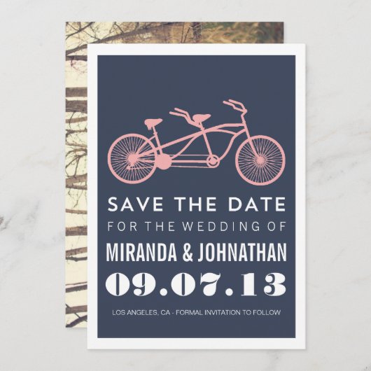 Navy Bicycle Design Foto Save the Date lädt ein (Vorne/Hinten)