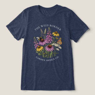 Navy Biene freundliche Blumen Landschaftsdesigner  Tri-Blend Shirt