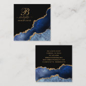 Navy Black Agate Geode Gold Glitzer Makeup Artist Quadratische Visitenkarte (Vorne/Hinten)