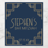 Navy Black Art Deco Weinetikett (Einzelnes Label)