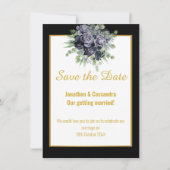 NAVY BLACK GOLD ROSE EUCALYPTUS SAVE THE DATE (Vorderseite)