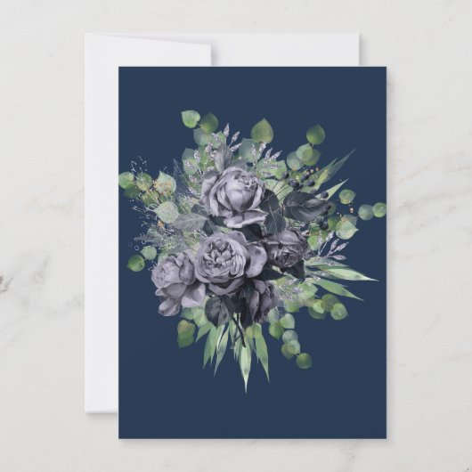 NAVY BLACK GOLD ROSE EUCALYPTUS SAVE THE DATE (Rückseite)