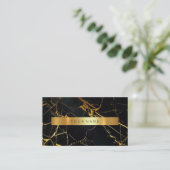 Navy Black Grungy Gold Marble Vip Business Card Visitenkarte (Stehend Vorderseite)