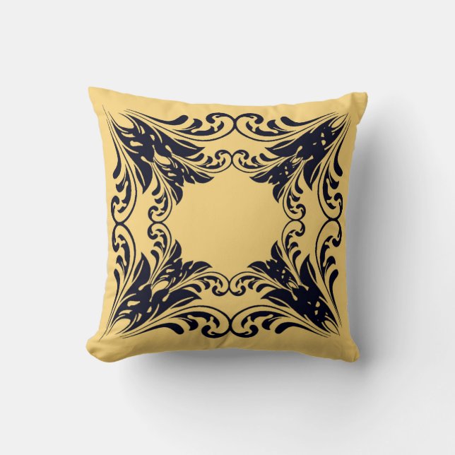 Navy Black Reversible Throw Kissen (Vorderseite)