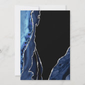 Navy Black Silver Agate Überraschung 80. Geburtsta Einladung (Rückseite)
