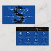 Navy Black Teeth Whitening Aftercare Tipps Visitenkarte (Vorne/Hinten)