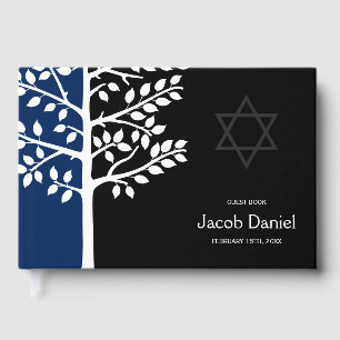 Navy Black Tree of Life Bar Mitzvah Gästebuch