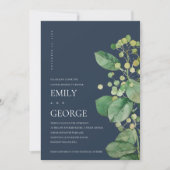 NAVY BLÄTTER FOLIAGE GREENERY COUPLE SHOWCARD DANKESKARTE (Vorderseite)
