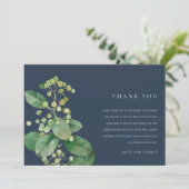 NAVY BLÄTTER FOLIAGE GREENERY WATERCOLOR WEDD DANKESKARTE (Stehend Vorderseite)