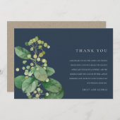 NAVY BLÄTTER FOLIAGE GREENERY WATERCOLOR WEDD DANKESKARTE (Vorne/Hinten)