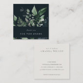 Navy Blätter Tropical Foliage Fern Vielen Dank bes Quadratische Visitenkarte (Vorne/Hinten)