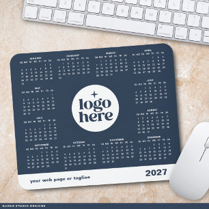 Navy Blau 2027 Business-Logo-Kalender-Mauspad  Mousepad