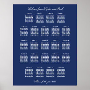 Navy Blau 23 Tisch Hochzeit Sitzplan Poster