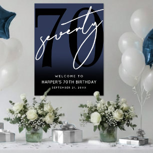 Navy Blau 70. Geburtstags-Party-Willkommensschild Poster