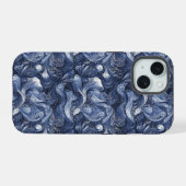 Navy Blau Abstrakt iPhone 15 Hülle (Rückseite (Horizontal))