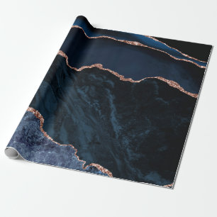 Navy Blau Achat Falsches Roségold Glitter Geschenkpapier