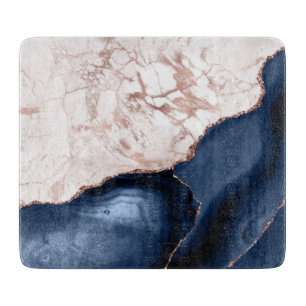 Navy-Blau-Achat-Roségold-Marmor Schneidebrett