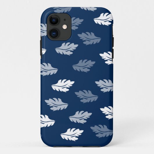 Navy Blau Antik Blätter Muster Case-Mate iPhone Hülle (Rückseite)