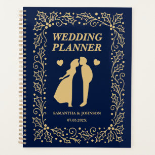 Navy Blau & Antik-Gold Luxus-Hochzeit Planer