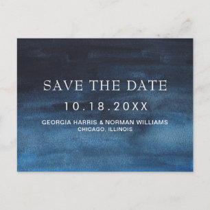 Navy Blau Aquarell Herbst Hochzeit Termin vormerke Ankündigungspostkarte