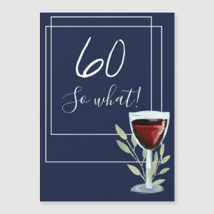 Navy Blau Aquarell Wein 60. Geburtstag Magnet