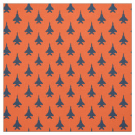 Navy Blau auf Orange Eagle Fighter Jet Muster Stoff