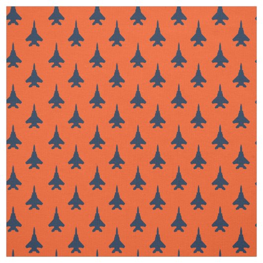 Navy Blau auf Orange Eagle Fighter Jet Muster Stoff (Muster)